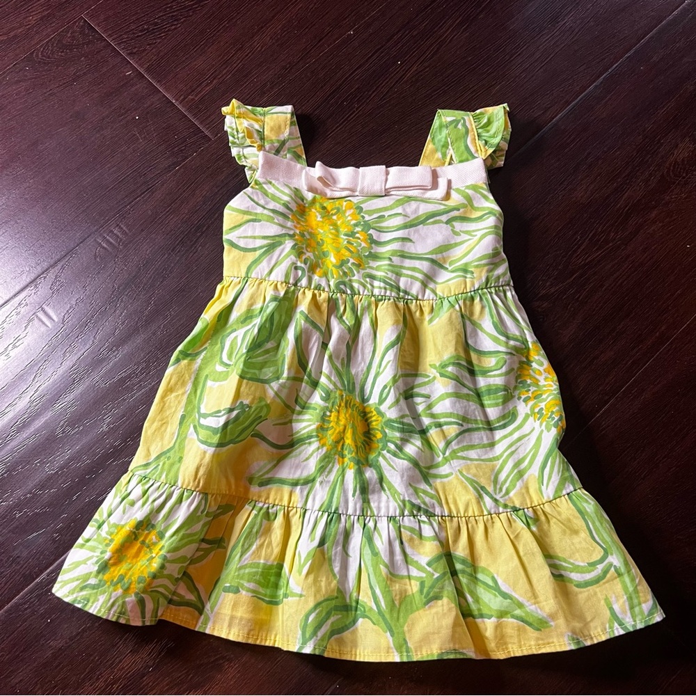 Lily Pulitzer Fancy Summer Floral Yellow and Green Baby Dress  3-6 Month